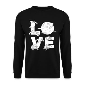 LOVE Tortues & Tortues Love Earth Day Save The - Sweat-shirt Unisexe - noir - Devant - Alina (178cm) & Michal (187cm)