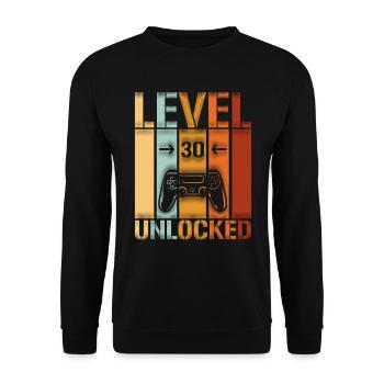 30. Geburtstag Level 30 unlocked - Unisex Pullover - Schwarz - Vorne - Alina (178cm) & Michal (187cm)