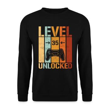 35th Birthday Level 35 unlocked - Unisex Sweatshirt - black - Front - Alina (178cm) & Michal (187cm)