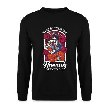 Romantic Gothic Skull Bones Skeleton Roses Death - Unisex Pullover - Schwarz - Vorne - Alina (178cm) & Michal (187cm)