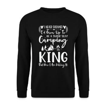 Camping Camper Outdoor Mountain Camping Place - Unisex Sweatshirt - black - Front - Alina (178cm) & Michal (187cm)