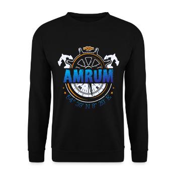 Amrum Nordsee Insel - Unisex Pullover - Schwarz - Vorne - Alina (178cm) & Michal (187cm)