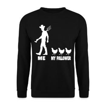 Agriculteur / Agriculteur / Agriculteur avec poulet / Poulets - Sweat-shirt Unisexe - noir - Devant - Alina (178cm) & Michal (187cm)