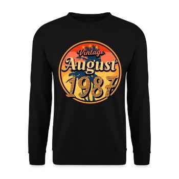 Né en 1987 en août - Sweat-shirt Unisexe - noir - Devant - Alina (178cm) & Michal (187cm)