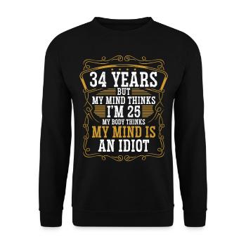 34 ans Drôle d’anniversaire Idée Humour 34 Anniversaire - Sweat-shirt Unisexe - noir - Devant - Alina (178cm) & Michal (187cm)