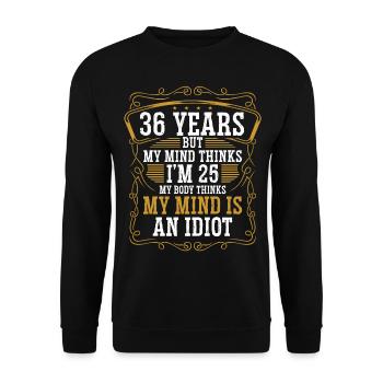 36 ans Drôle d’anniversaire Idée Humour 36 Anniversaire - Sweat-shirt Unisexe - noir - Devant - Alina (178cm) & Michal (187cm)