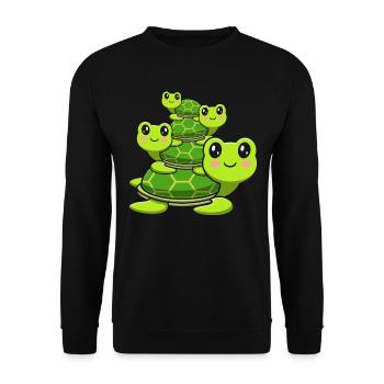 Stacked turtles, cute turtles, - Unisex Sweatshirt - black - Front - Alina (178cm) & Michal (187cm)