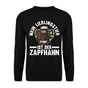Party Saufspruch Bier - Unisex Pullover - Schwarz - Vorne - Alina (178cm) & Michal (187cm)