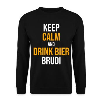 Keep calm and drink Beer Brudi - Unisex Pullover - Schwarz - Vorne - Alina (178cm) & Michal (187cm)