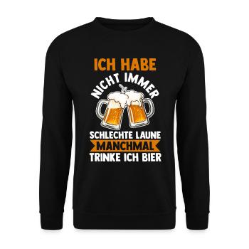 Saufspruch Bier - Unisex Pullover - Schwarz - Vorne - Alina (178cm) & Michal (187cm)