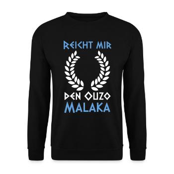 Grieche Malaka Griechenland Ouzo - Unisex Pullover - Schwarz - Vorne - Alina (178cm) & Michal (187cm)