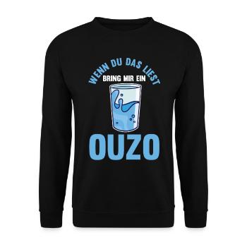 Wenn du das liest bring mir ein Ouzo - Unisex Pullover - Schwarz - Vorne - Alina (178cm) & Michal (187cm)