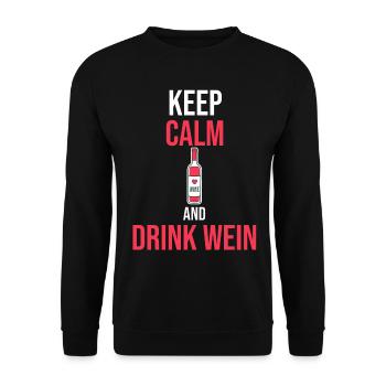 Keep calm and drink wine - Unisex Sweatshirt - black - Front - Alina (178cm) & Michal (187cm)