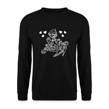 Amoureux des tortues de mer et des singes - - Sweat-shirt Unisexe - noir - Devant - Alina (178cm) & Michal (187cm)