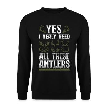 Buck Deer Hunting Hunter Vintage - Sweat-shirt Unisexe - noir - Devant - Alina (178cm) & Michal (187cm)
