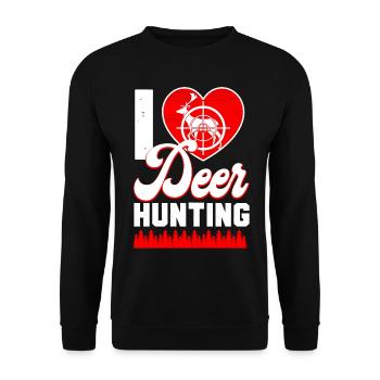 Buck Deer Hunting Hunter Heart - Unisex Sweatshirt - black - Front - Alina (178cm) & Michal (187cm)