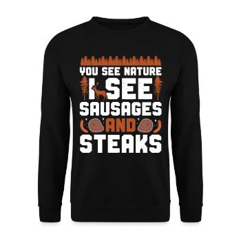 Buck Deer Hunting Hunter Bbq - Sweat-shirt Unisexe - noir - Devant - Alina (178cm) & Michal (187cm)