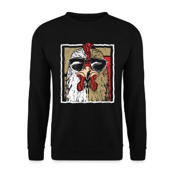 Chicken Mom Papa - Gardien de poulet - Sweat-shirt Unisexe - noir - Devant - Alina (178cm) & Michal (187cm)