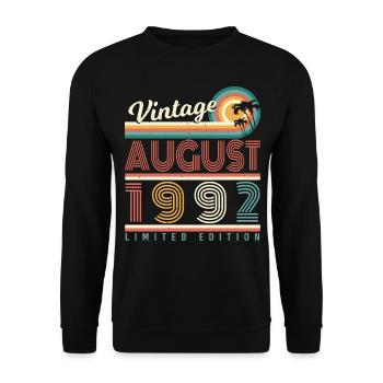 Zum 30.Lebensjahr August 1992 - Unisex Pullover - Schwarz - Vorne - Alina (178cm) & Michal (187cm)