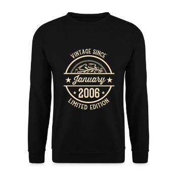 Anniversaire Vintage depuis Janvier 2006 - Sweat-shirt Unisexe - noir - Devant - Alina (178cm) & Michal (187cm)