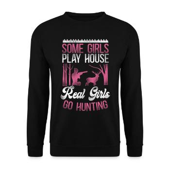 Buck Deer Hunting Hunter Girl - Unisex Sweatshirt - black - Front - Alina (178cm) & Michal (187cm)