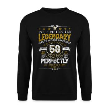 Vintage Légendaire - Vieilli parfaitement 58ème anniversaire - Sweat-shirt Unisexe - noir - Devant - Alina (178cm) & Michal (187cm)
