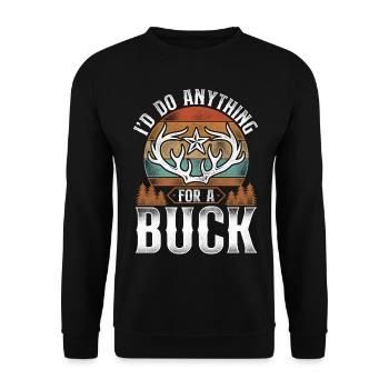 Buck Deer Hunting Hunter Pun - Unisex Pullover - Schwarz - Vorne - Alina (178cm) & Michal (187cm)