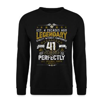 Vintage Légendaire - Vieilli parfaitement 41ème anniversaire - Sweat-shirt Unisexe - noir - Devant - Alina (178cm) & Michal (187cm)