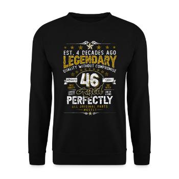 Vintage Légendaire - Vieilli parfaitement 46ème anniversaire - Sweat-shirt Unisexe - noir - Devant - Alina (178cm) & Michal (187cm)