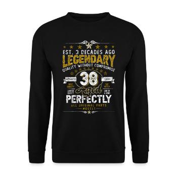 Vintage Légendaire - Vieilli parfaitement 38ème anniversaire - Sweat-shirt Unisexe - noir - Devant - Alina (178cm) & Michal (187cm)