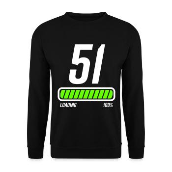 51 Jahre 51. Geburtstag Geschenk - Unisex Pullover - Schwarz - Vorne - Alina (178cm) & Michal (187cm)