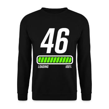 46. Geburtstag 46 Jahre - Unisex Pullover - Schwarz - Vorne - Alina (178cm) & Michal (187cm)