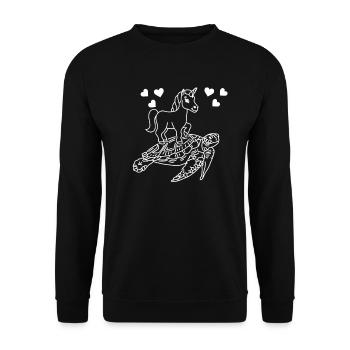 Turtle Unicorn Happy Unicorn Cuter - Unisex Sweatshirt - black - Front - Alina (178cm) & Michal (187cm)