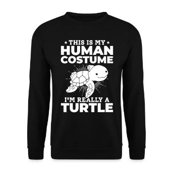 Schildkröte - Das ist mein menschliches Kostüm Ich - Unisex Pullover - Schwarz - Vorne - Alina (178cm) & Michal (187cm)