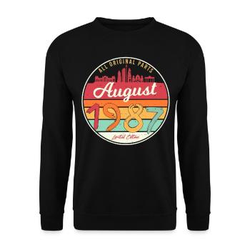 Salutations d’anniversaire 1987 En août - Sweat-shirt Unisexe - noir - Devant - Alina (178cm) & Michal (187cm)
