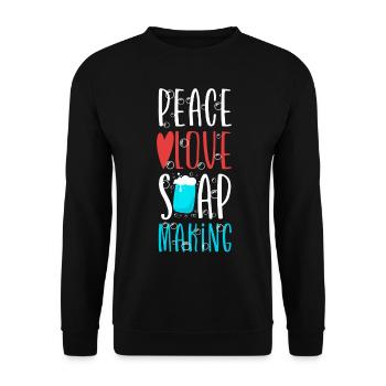 Soap Making Crafting Peace Love - Unisex Sweatshirt - black - Front - Alina (178cm) & Michal (187cm)