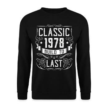 1978 Birthday Party Old Year of Construction - Unisex Sweatshirt - black - Front - Alina (178cm) & Michal (187cm)