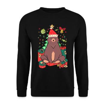 Christmas Bear Ugly Christmas Gift Xmas Santa - Unisex Sweatshirt - black - Front - Alina (178cm) & Michal (187cm)