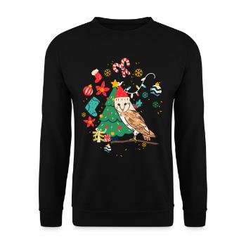 Ugly Christmas Owl - Unisex Sweatshirt - black - Front - Alina (178cm) & Michal (187cm)