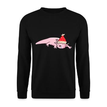 Christmas Axolotl Ugly Christmas Gift Xmas - Unisex Sweatshirt - black - Front - Alina (178cm) & Michal (187cm)