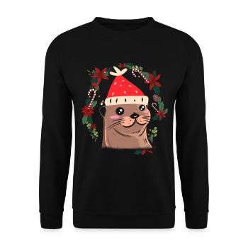 Ugly Christmas Otter - Unisex Sweatshirt - black - Front - Alina (178cm) & Michal (187cm)