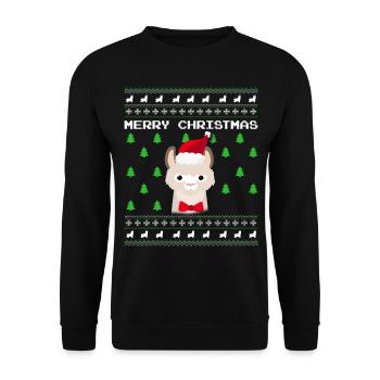 Lama de Noël laid - Sweat-shirt Unisexe - noir - Devant - Alina (178cm) & Michal (187cm)