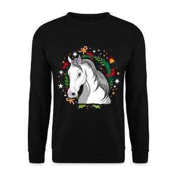 Ugly Christmas Horse Horse Knit Xmas Christ Child - Unisex Sweatshirt - black - Front - Alina (178cm) & Michal (187cm)