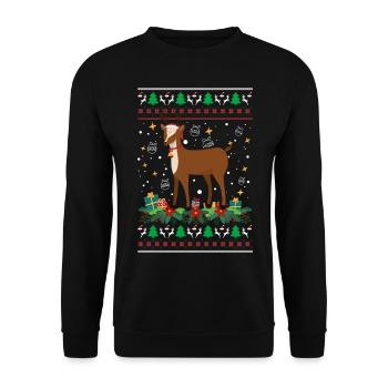 Ugly Christmas Sweater Reindeer - Unisex Sweatshirt - black - Front - Alina (178cm) & Michal (187cm)