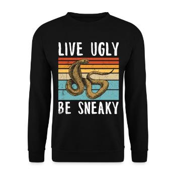Schlange Geschenk Tier Reptil Cobra Python Boa - Unisex Pullover - Schwarz - Vorne - Alina (178cm) & Michal (187cm)