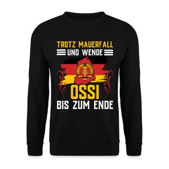 Ostdeutschland Geschenk Osten Ossi DDR Ostalgie - Unisex Pullover - Schwarz - Vorne - Alina (178cm) & Michal (187cm)