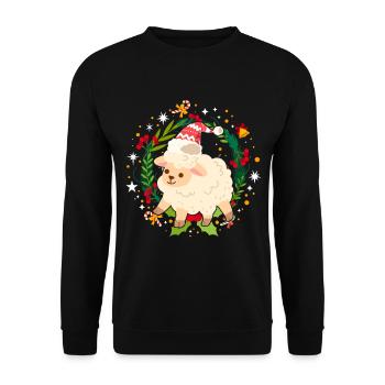 Ugly Christmas Sheep Pattern Knitted Xmas Christ Child - Unisex Sweatshirt - black - Front - Alina (178cm) & Michal (187cm)