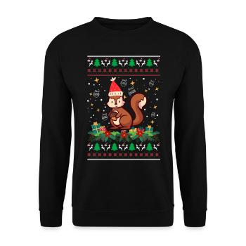 squirrel Ugly Christmas Christmas Xmas - Unisex Sweatshirt - black - Front - Alina (178cm) & Michal (187cm)