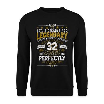 Vintage Légendaire - Vieilli parfaitement 32ème anniversaire - Sweat-shirt Unisexe - noir - Devant - Alina (178cm) & Michal (187cm)