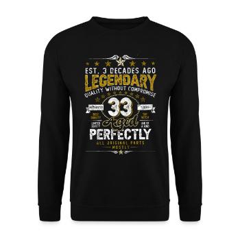 Vintage Legendary - Aged perfectly 33. Geburtstag - Unisex Pullover - Schwarz - Vorne - Alina (178cm) & Michal (187cm)